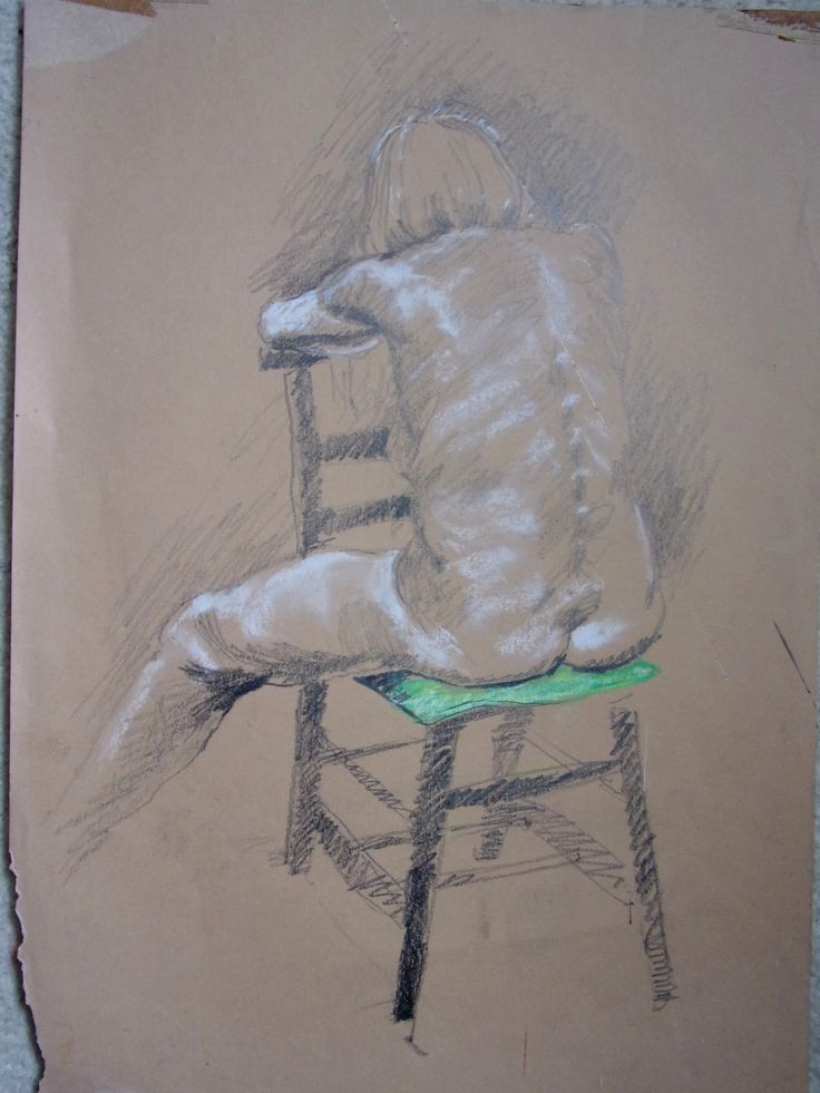 a drawing of a person sitting on a chair