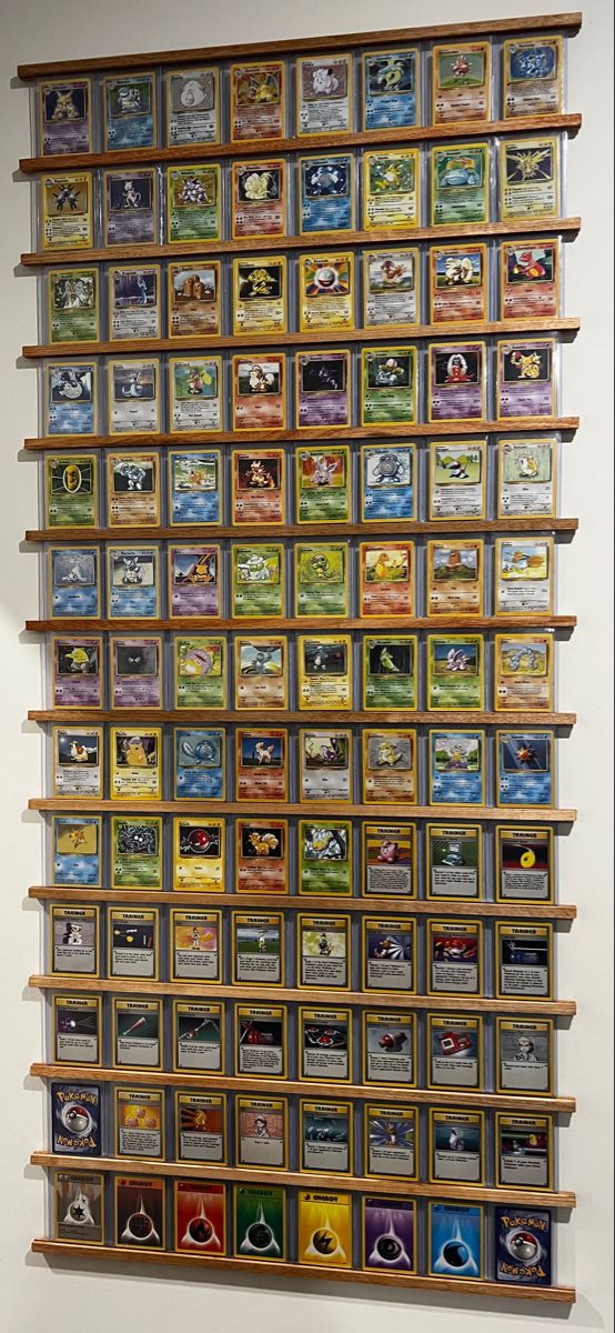 a wall with many different types of cards on it