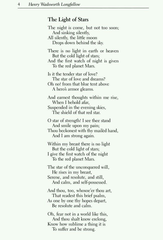 a poem written in black and white with the words'the light of stars '