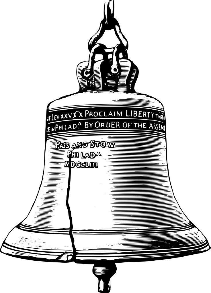 the liberty bell is shown in black and white