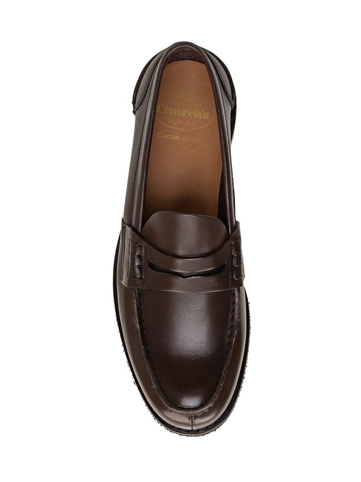 Brown loafer. Mask on the front.Composition: Outside:, 100% Leather Lining:, 100% Leather Sole:, 100% Leather Reference Size: Uk Classic Calf Leather Slip-ons With Round Toe, Derby Loafers With Leather Lining And Round Toe, Derby Round Toe Loafers With Leather Lining, Round Toe Loafers For Derby, Derby Loafers With Almond Toe And Leather Lining, Derby Almond Toe Loafers With Leather Lining, Almond Toe Loafers With Leather Lining For Derby, Classic Closed Toe Loafers With Leather Footbed, Calf Leather Loafers For Semi-formal Occasions