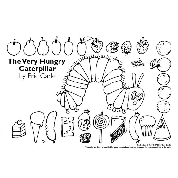 the very hungry caterpillar by eric caree coloring page for kids and adults