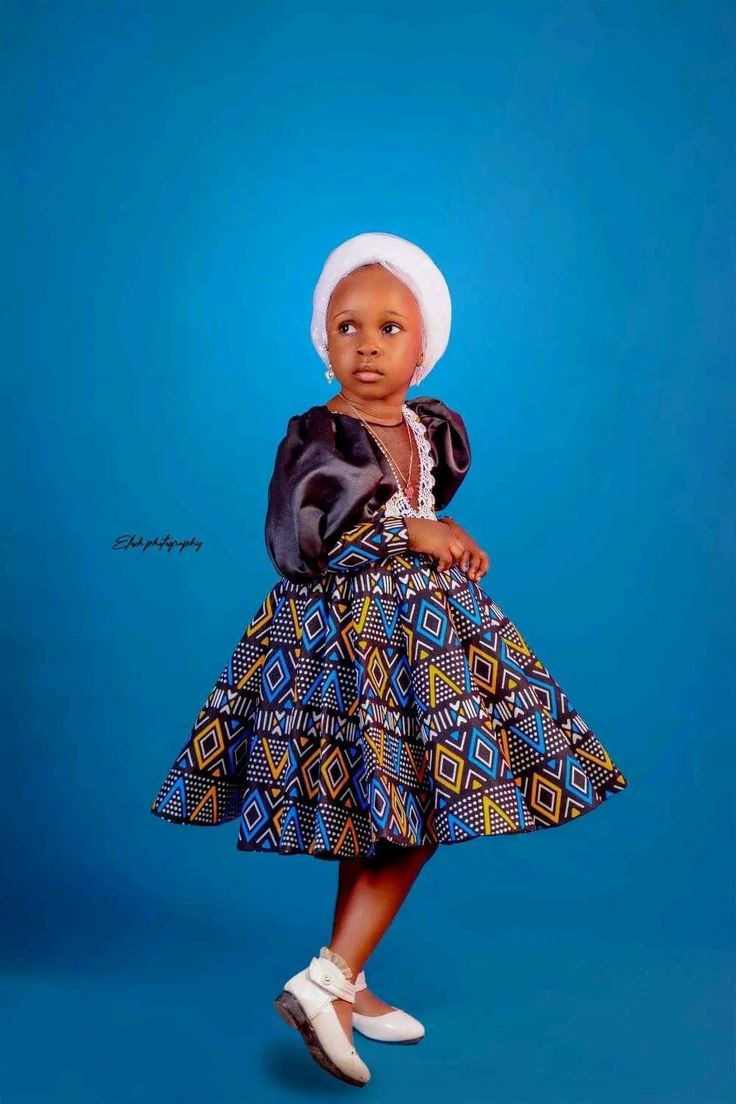 Styles For Kids Ankara, Baby Style Girl Outfits Ankara, Ankara Style For Kids Girls Outfit, Style For Children Gown, Ankara Ball Gown For Kids, Children Gowns Dresses Ankara, Children Lace Gown Styles, Gown Style For Children, Ankara Gown For Kids