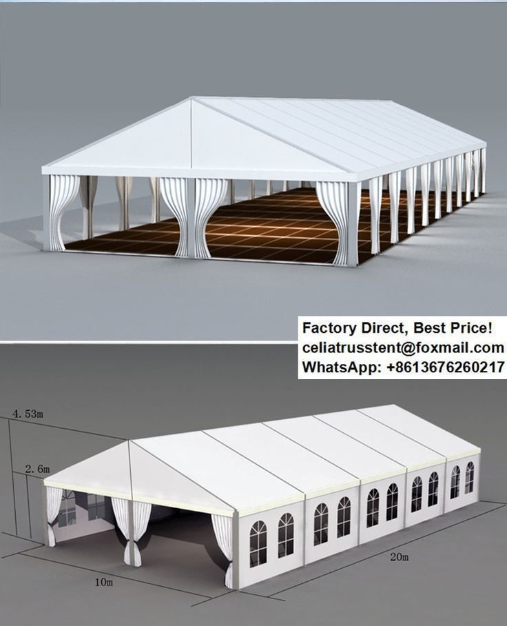 a large white tent is shown with measurements for the roof and side walls to match it's size