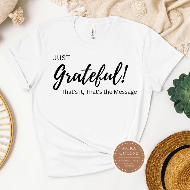 Express your gratitude in style with this comfortable and stylish Grateful Christian t-shirt! Made from soft, premium quality material, this t-shirt is perfect for everyday wear or casual outings. Show the world your appreciation with the simple yet powerful message printed on the front. Whether you're feeling thankful or want to spread positivity, this Grateful t-shirt is the perfect addition to your wardrobe. Available in a variety of sizes and colors, this shirt makes a great gift for yoursel Custom Text Crew Neck T-shirt For Fall, Casual Custom Text T-shirt For Fall, Fall Casual T-shirt With Custom Text, Casual Fall T-shirt With Custom Text, Relaxed Fit Slogan T-shirt With Meaningful Style, Inspirational Crew Neck T-shirt For Fall, Fall Slogan T-shirt For Everyday Wear, Inspirational Text Print T-shirt For Everyday, Inspirational Cotton T-shirt For Fall