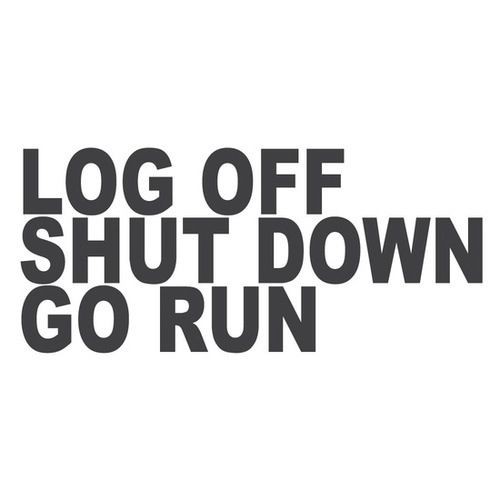 the words'log off shut down go run'are shown in black and white