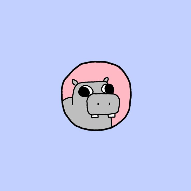 a cartoon hippo with big eyes and a pink circle around it's neck