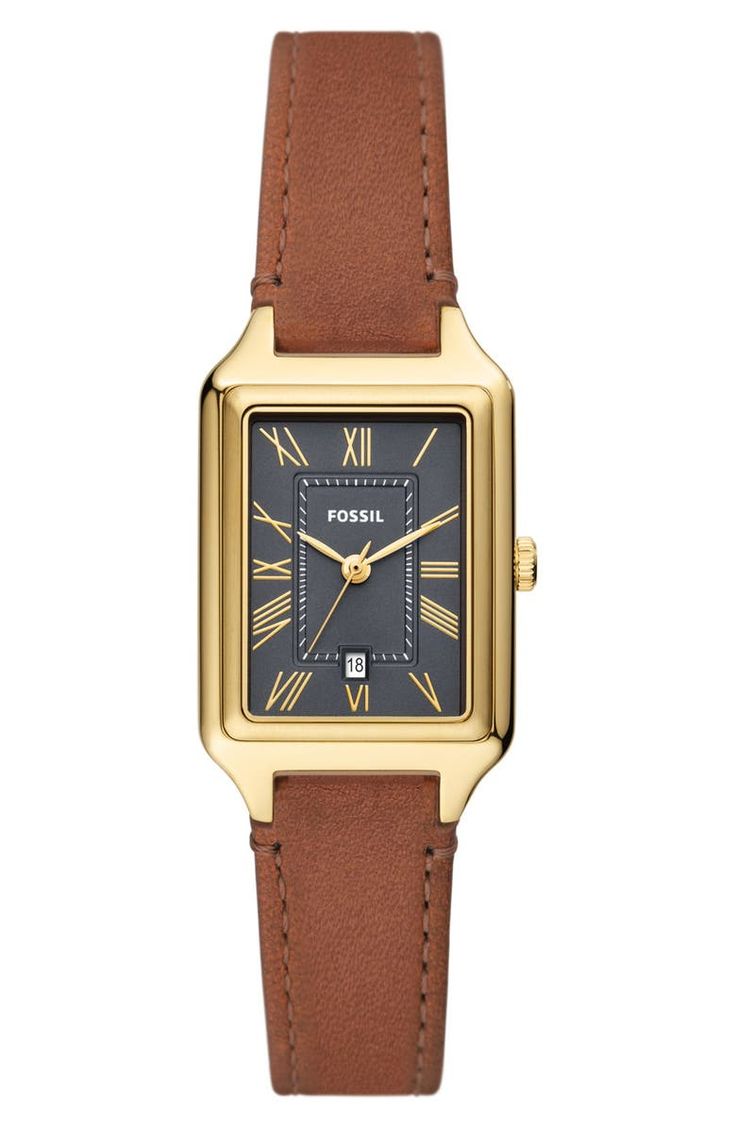 Rectangular Watch, Watch Set, Minimalist Watch, Leather Strap Watch, Fossil Watch, Roman Numeral, Instruction Manual, Minimalist Aesthetic, Roman Numerals