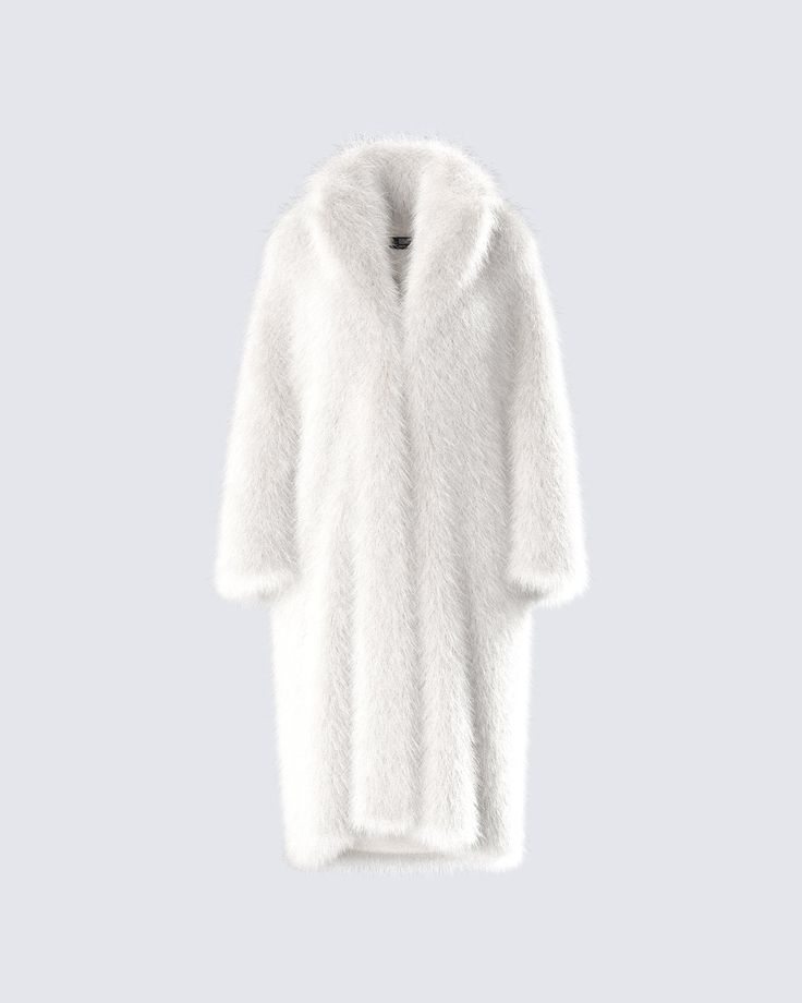 When the day calls for a coat, you might as well go all out 🤍 Made from faux fur - this eye catching statement piece will have everyone aware that you call the shots 👏 Fur Coat Png, Long White Faux Fur Coat, Fluffy Clothes, Fur Coat White, Shag Coat, White Fur Jacket, White Faux Fur Jacket, Winter Date Outfits, Apres Ski Outfits