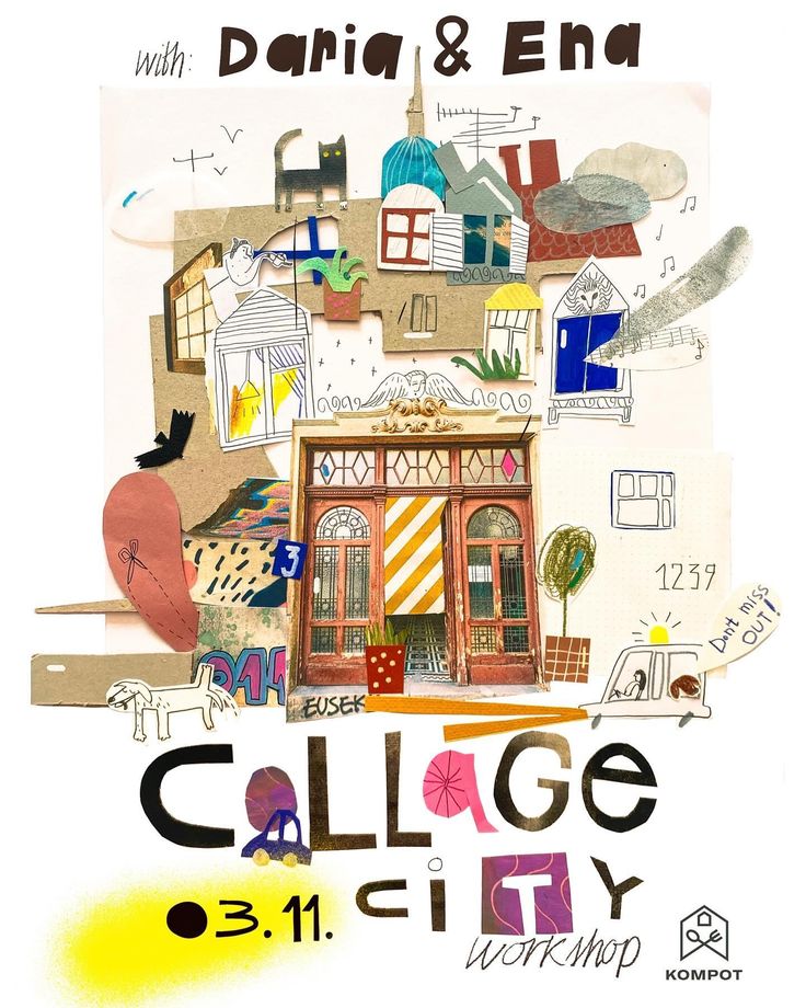 a poster with an image of a building and the words college city written below it