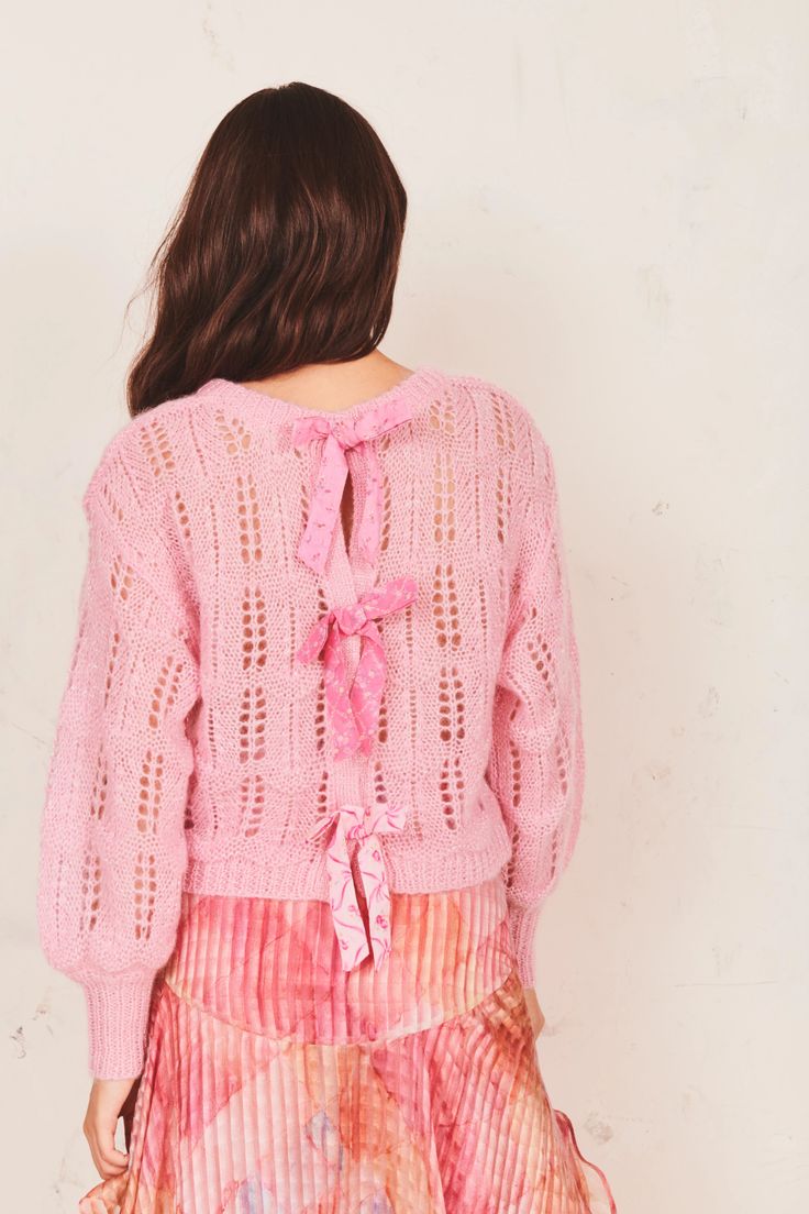 Eugenia Pullover Fancy Sweater, Gossamer Blue, Heart Cardigan, Cropped Cardigan Sweater, Cardigan Crop, Alpaca Sweater, Pink Cotton Candy, Open Knit Sweater, Mohair Sweater