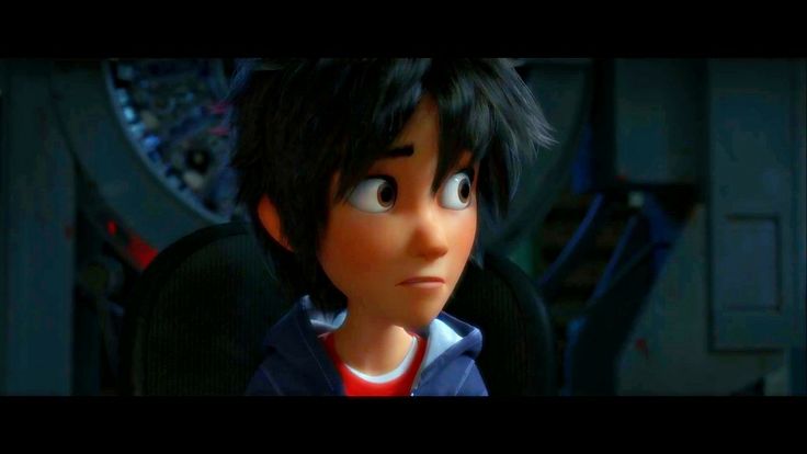 an animated character with black hair and blue eyes looks at the camera while sitting in a chair