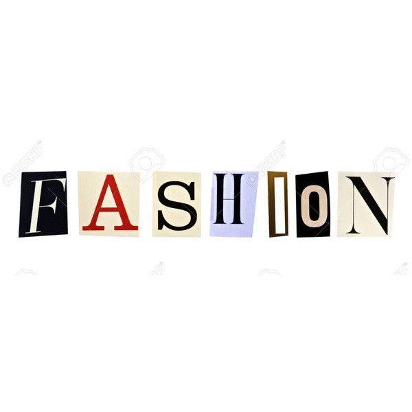 the word fashion spelled in cut out letters on white background stock photo, picture and royalty