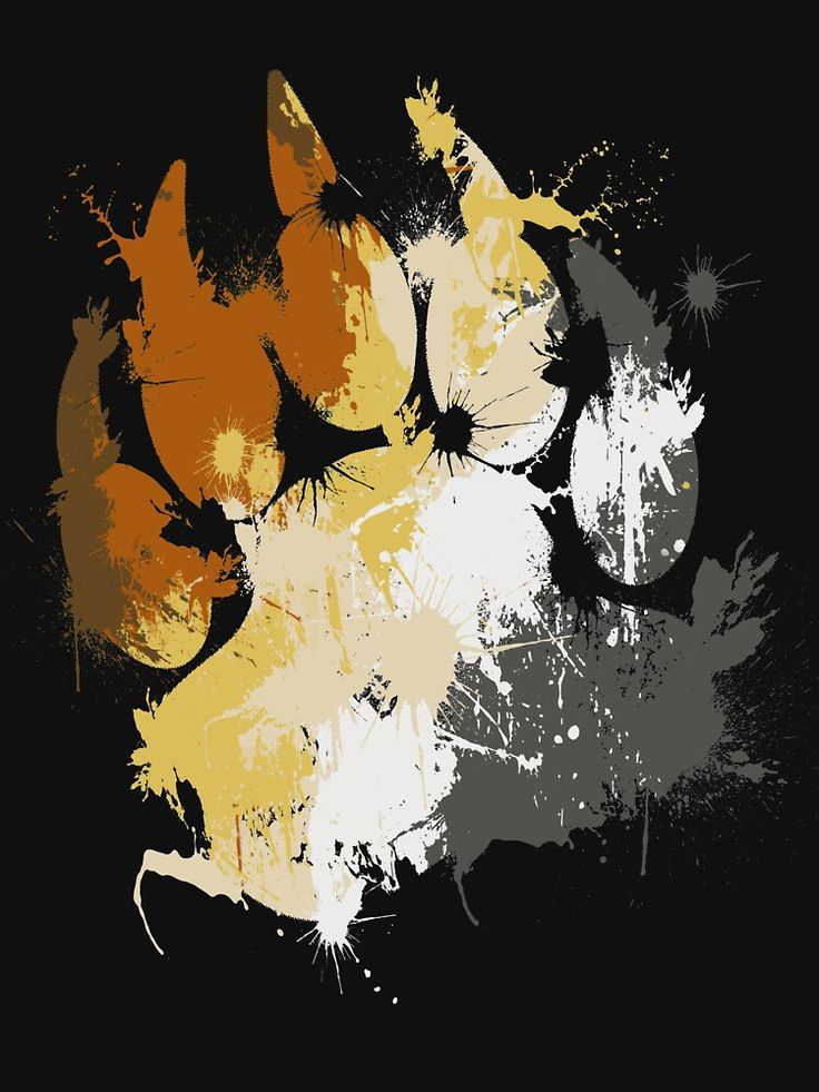 an abstract painting with orange, yellow and white flowers on a black background in the style of grunge