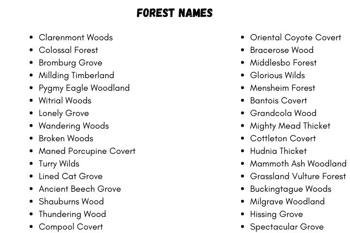 the forest names are shown in black and white