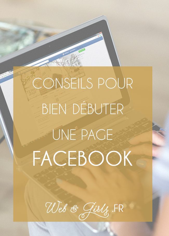 a woman is typing on her laptop with the words conseis pour ben debutter une page facebook