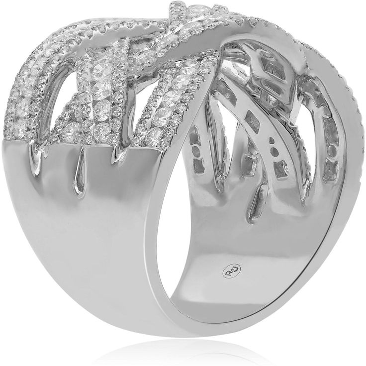 Luxuriate in the captivating embrace of our Diamond Multi-Row Crossover Ring from the renowned Roman & Jules collection. This exquisite piece is a testament to the artistry of fine jewelry, a graceful dance of elegance and sophistication. Picture yourself adorned in the allure of white gold, as interwoven ribbons adorned with round diamonds (2 CTW) create a mesmerizing spectacle, twisting and swirling into a magical design that demands attention.As the light catches each diamond, the ring become Dazzling Polished Wedding Jewelry, Magical Design, Crossover Ring, Style And Grace, Spectacles, White Gold Diamonds, Someone Special, Timeless Beauty, Crossover