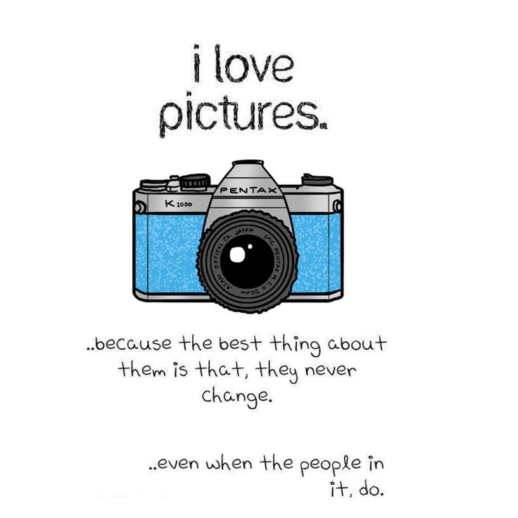 a camera with the words i love pictures on it and an image of a blue camera