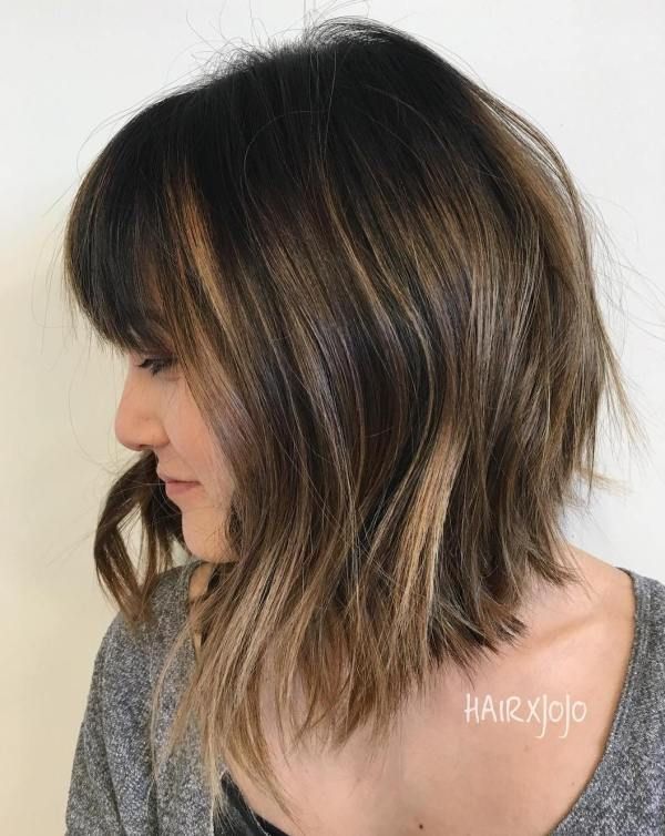 Long Choppy Bob with Bangs Long Choppy Bob, Long Choppy Bobs, Choppy Bob With Bangs, Long Bob With Bangs, Lob With Bangs, Long Bobs, Choppy Bob Haircuts, Shoulder Length Bob, Choppy Bob Hairstyles