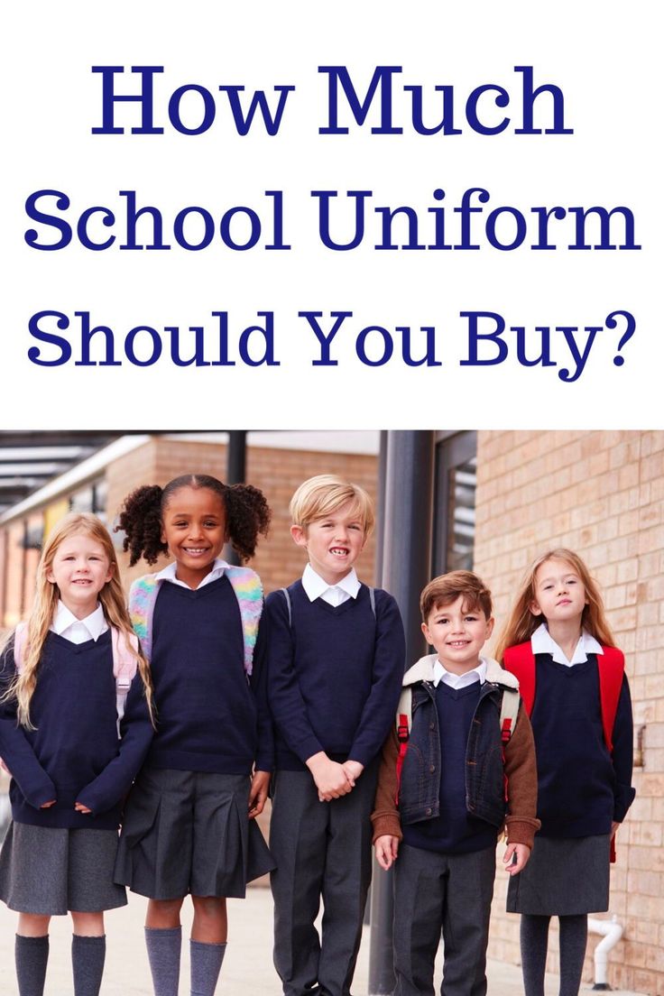 children in school uniforms with text overlay how much school uniform should you buy?