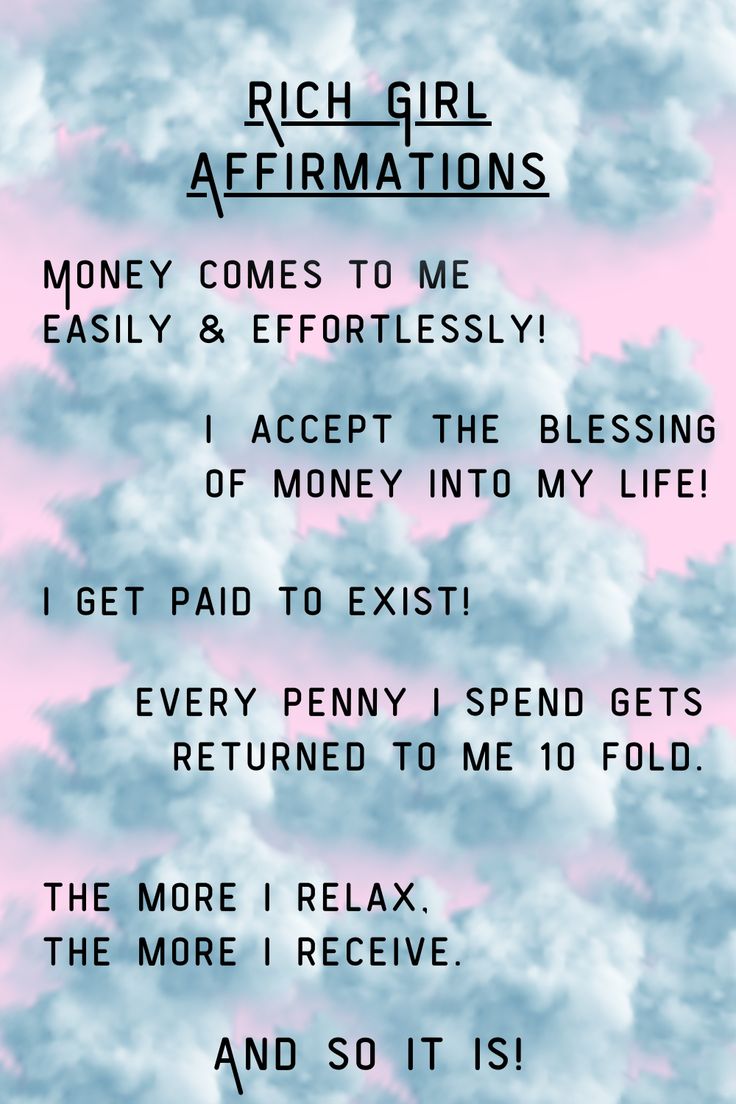 a poem written in black and white on a pink background with the words rich girl affirm