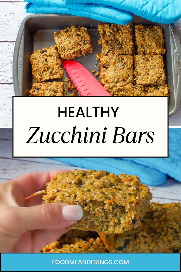 healthy zucchini bars with text overlay