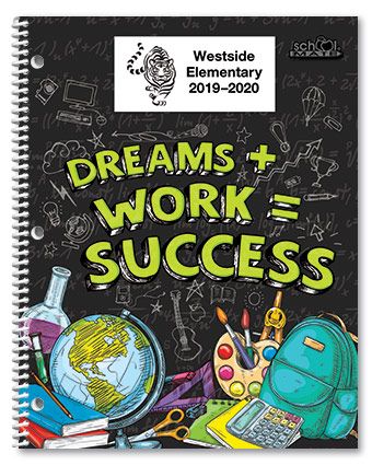 a spiral notebook with the words dreams and work success written in green ink on it