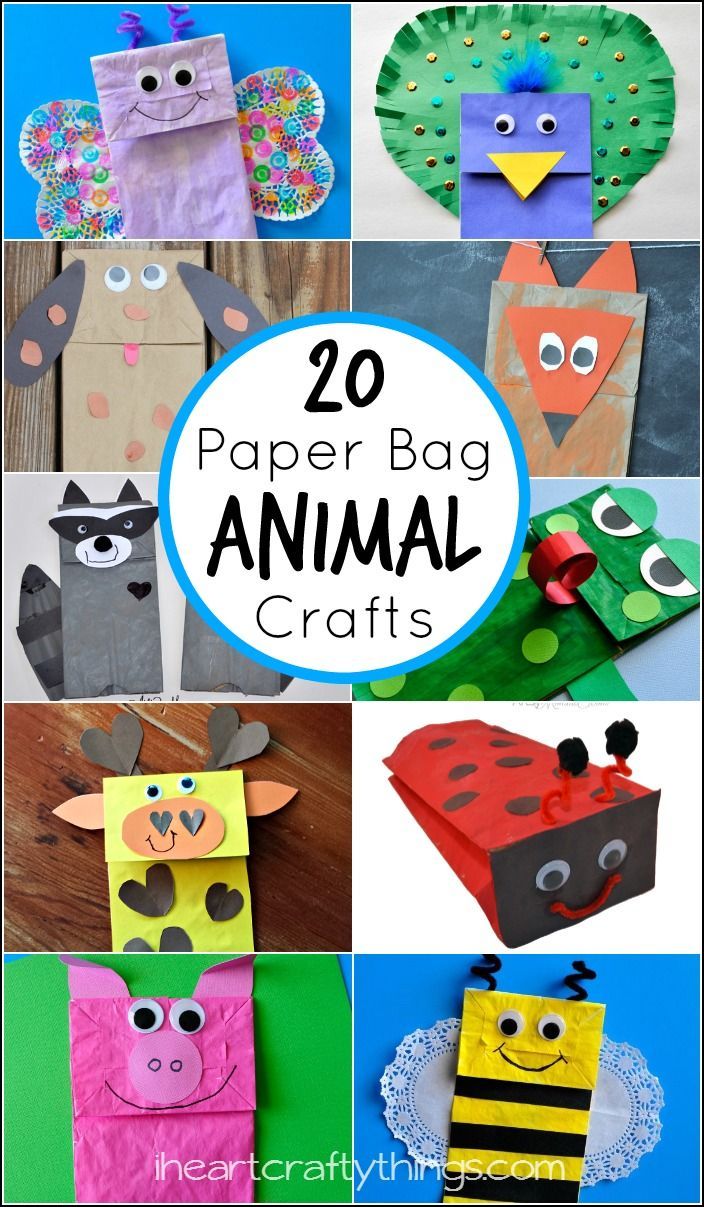 20 paper bag animal crafts for kids to make