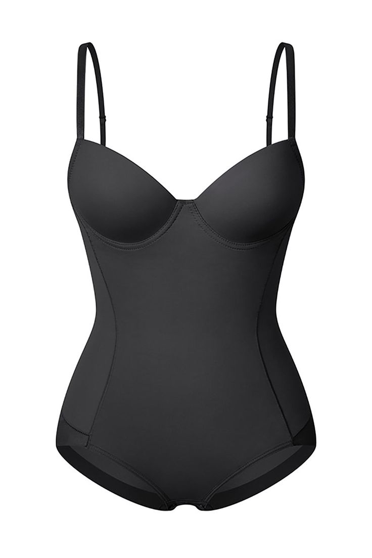 This everyday shapewear bodysuit holds in your core, shapes and lifts your butt, and provides support for your chest. Its whisper-soft, seamless construction and high-cut leg make this sculpting piece an essential for enhancing your body's natural shape. Solid Shapewear With Built-in Bra And Shaping Fit, Black Underbust Bodysuit With Built-in Bra, Solid Shapewear With Built-in Bra, Black Sculpting Shapewear Swimwear, Seamless Push-up Shapewear, Solid Color Push-up Smoothing Shapewear, Solid Push-up Smoothing Shapewear, Sculpting Push-up Shapewear In Solid Color, Solid Color Smoothing Push-up Shapewear