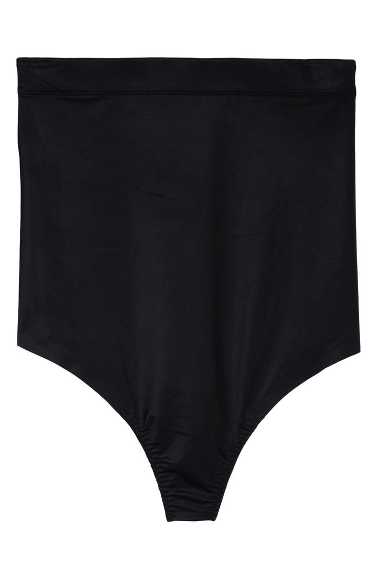 The ideal shaping solution for when you’re getting glam, this lightweight thong is designed to flatten tummy and smooth sides with 24/7 comfort—and no panty lines. Cotton-lined gusset 51% elastane, 49% nylon Machine wash, dry flat Imported Lingerie Solid High-cut Leg Shapewear For Summer, Summer High-cut Leg Shapewear, Summer Solid Color High-cut Leg Shapewear, Solid Summer Shapewear With High-cut Leg, Black Shapewear Swimwear With Minimal Stretch, Minimal Stretch Black Shapewear Swimwear, Seamless Solid Shapewear For Night Out, Stretch High-cut Leg Shapewear For Summer, Black Stretch Swimwear With Smoothing Details