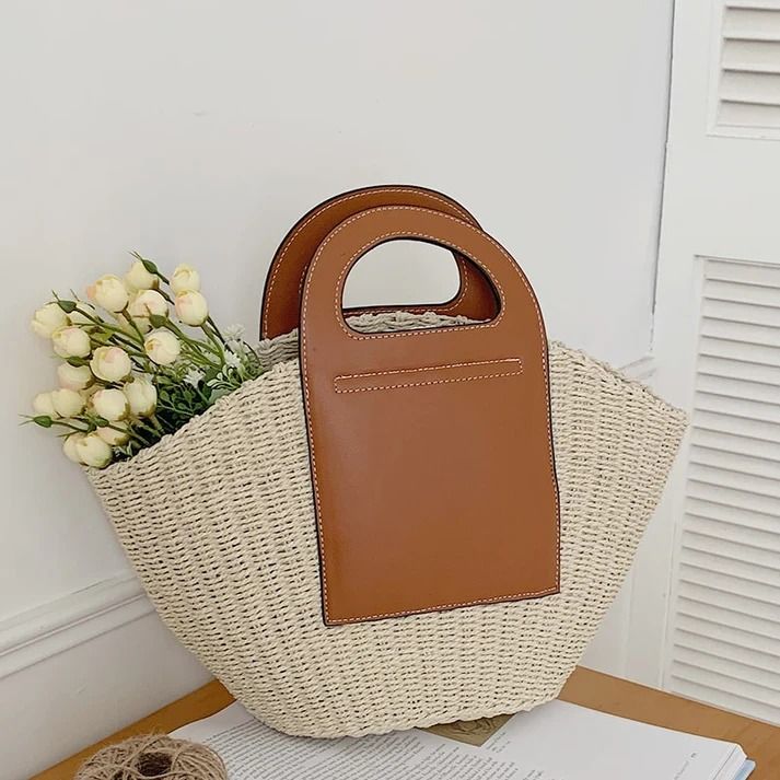 Stylish Casual Straw Summer Handbag – 2YZ Shop Modern Woven Bag In Natural Color, Modern Natural Woven Bags, Modern Straw Bag For Shopping, Trendy Jute Straw Bag For Shopping, Beige Handheld Straw Beach Bag, Handheld Beige Straw Beach Bag, Modern Straw Bag With Bamboo Handle For Vacation, Chic Straw Bag Made Of Natural Fiber, Chic Straw Bag With Natural Fiber