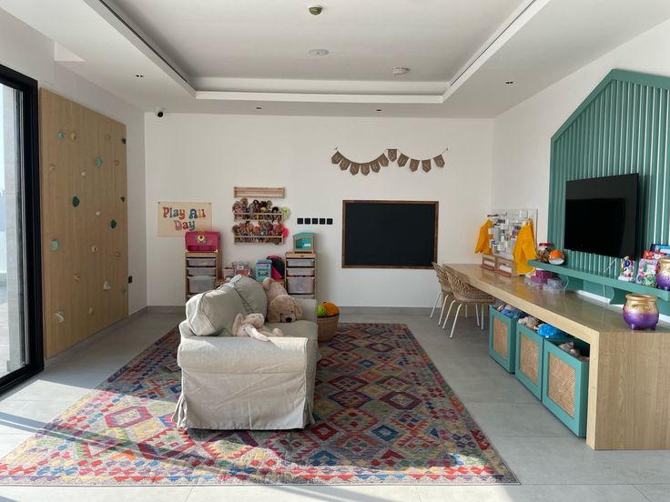 a living room filled with furniture and a flat screen tv