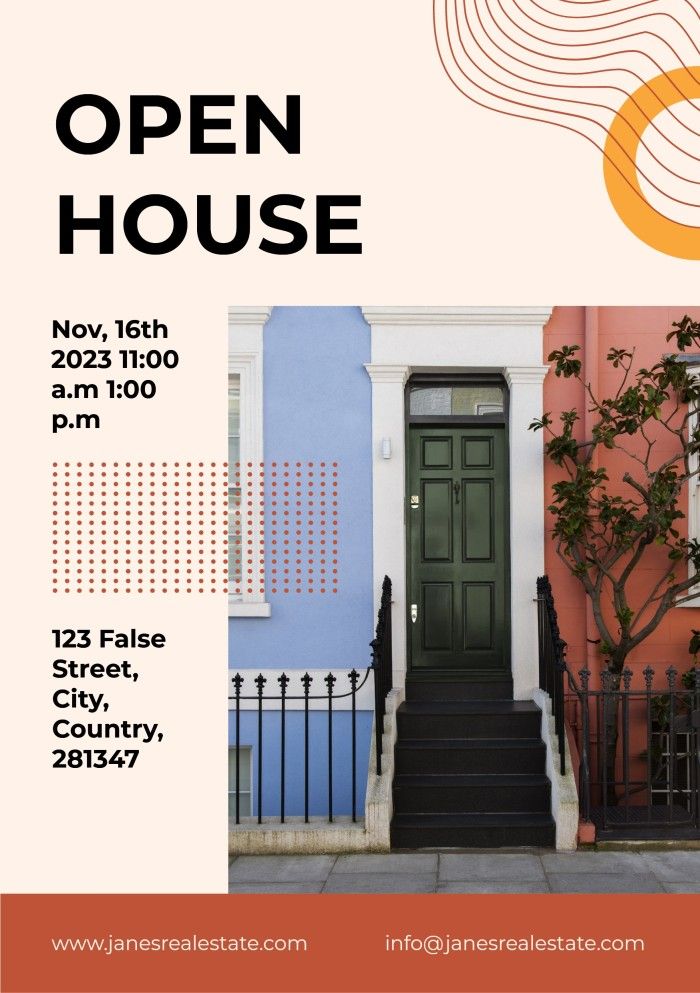 an open house flyer is shown with the words open house on it and stairs leading up to