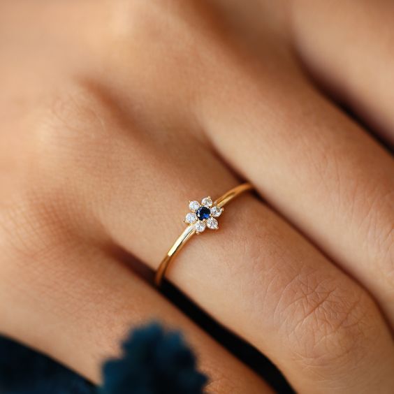 Elegant White Gold Flower Ring With Birthstone, Tiny Elegant Flower Ring For Weddings, Elegant Gold Flower Ring With Birthstone, Elegant Yellow Gold Flower Ring With Birthstone, Dainty Cluster Ring With Diamond Accents As Gift, Classic 14k Gold Flower Promise Ring, Gold Wedding Birthstone Ring, Elegant Flower Ring With Birthstone For Anniversary, Elegant 14k Gold Birthstone Cluster Ring