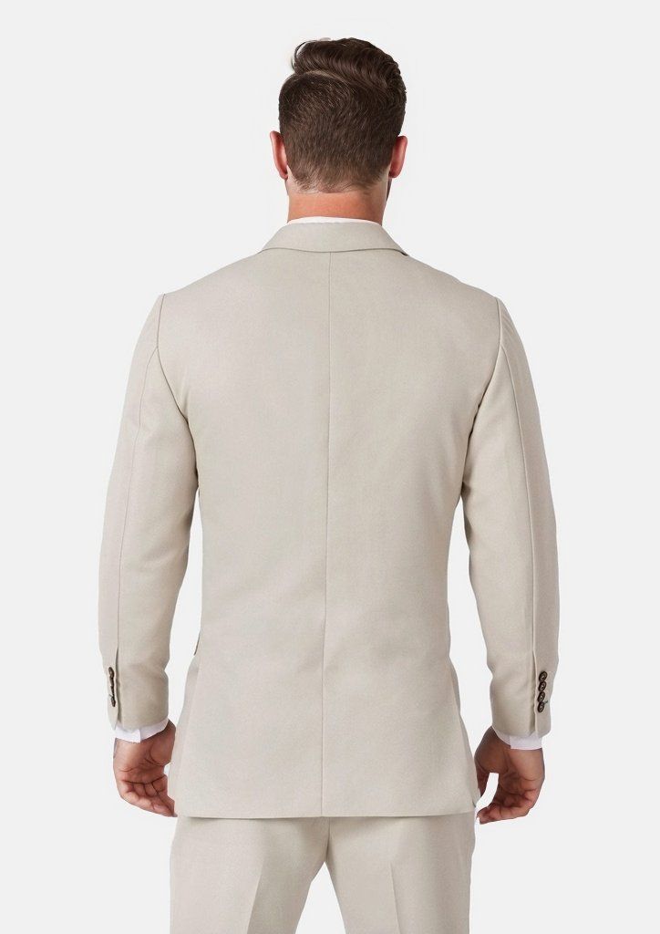 Crafted from a durable ivory cotton, this Hudson Suit will lend a sophisticated yet uniquely bold style to any wardrobe. Custom-made for you, look sharp and distinctive in any setting in a suit that will last for years to come. Elegant Cotton Wedding Suit, Elegant Wedding Cotton Suits, Beige Cotton Single Breasted Blazer, Beige Single-breasted Cotton Blazer, Cotton Blazer With Concealed Placket For Business, Business Cotton Blazer With Concealed Placket, Beige Cotton Blazer With Suit Collar, Beige Cotton Notch Lapel Blazer, Beige Notch Lapel Cotton Blazer