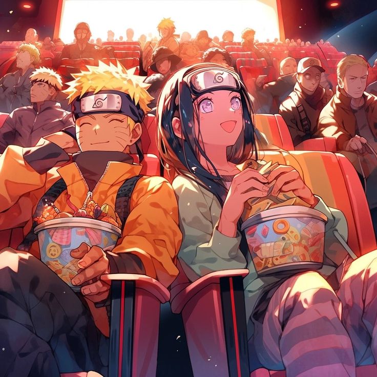 two people sitting in front of an audience with buckets of food on their laps