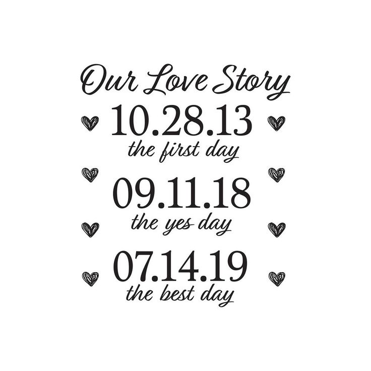 our love story is the first day of the year with hearts on it and an inscription that