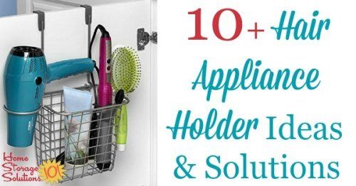 Hair appliance holder ideas and solutions, including for hair dryers, curling irons and flat irons, to get these items off your bathroom counters and more handy for use {on Home Storage Solutions 101} Straightener Storage, Bathroom Counter Storage, Hair Tool Storage, Popular Beard Styles, Curling Iron Holder, Apartment Patio Furniture, Cove House, Diy Curls, Apartment Color Schemes