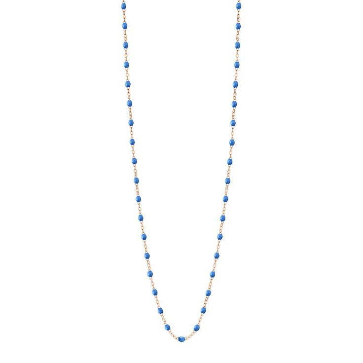 Gigi Clozeau - Classic Gigi Blue sautoir, Rose Gold, 34 Bright Blue, Timeless Pieces, Long Necklace, Or Rose, Arrow Necklace, Jewelry Watches, How To Find Out, Beaded Necklace, Rose Gold