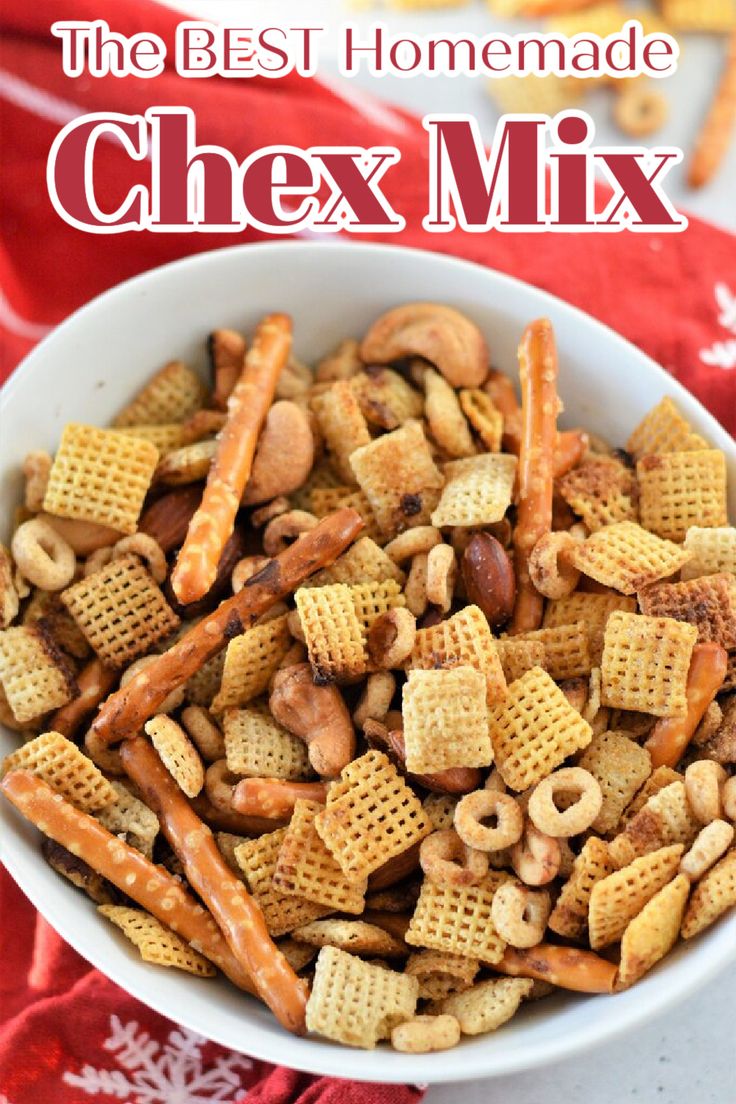 the best homemade chex mix in a bowl