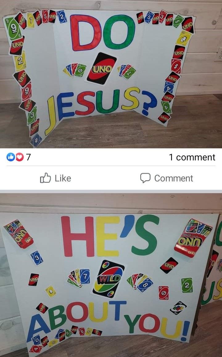 two signs with different words on them, one says do jesus? and the other says he's about you