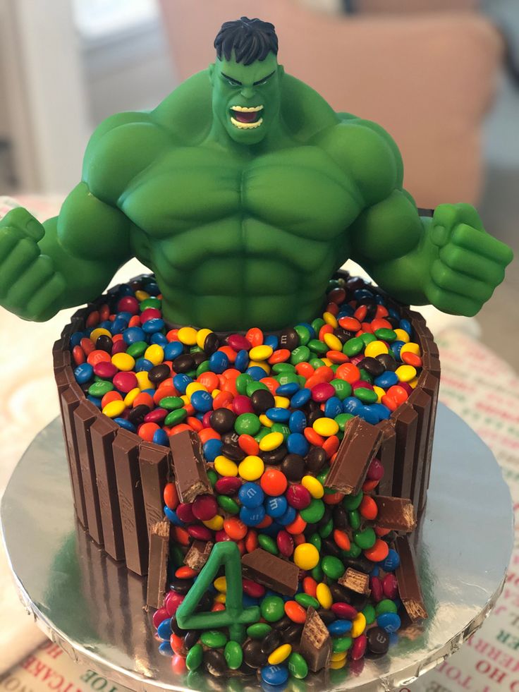 a hulk cake with candy and candies on top