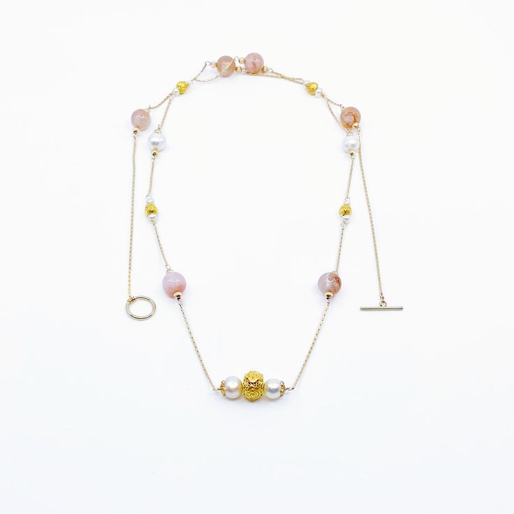 Yun Boutique Sakura Agate Long Gemstone Necklace