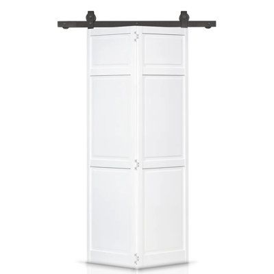 a white room divider with an iron bar on the top and bottom, against a white background