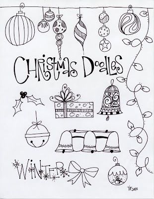 a christmas card with ornaments and bells on it