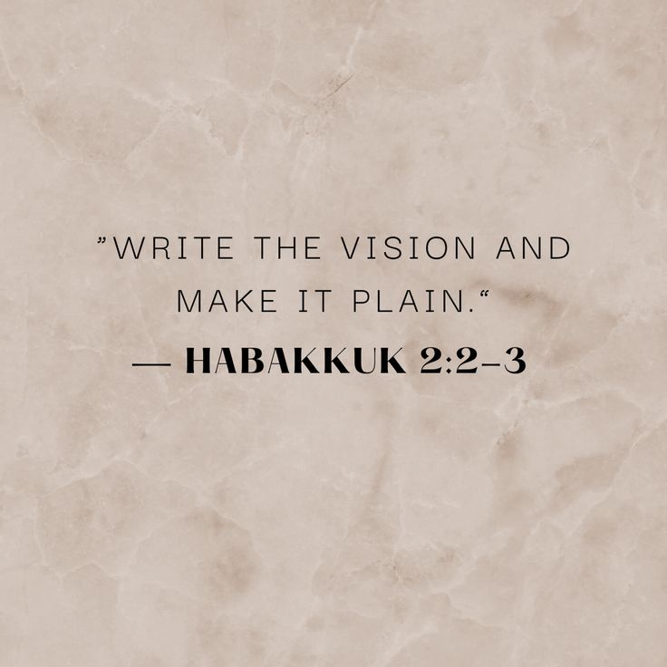 a quote from habakk about the vision and make it plain, which is written in hebrew