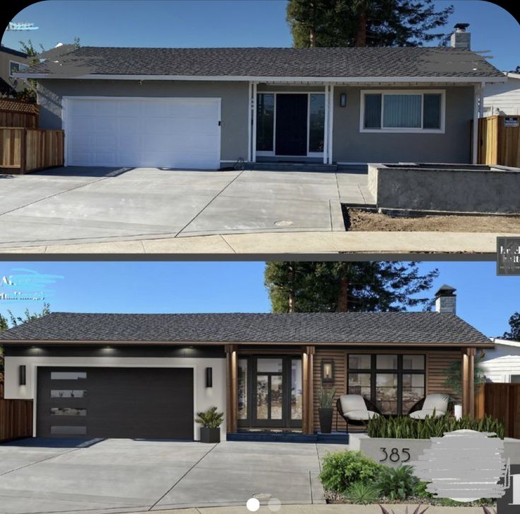 before and after photos of a house in the suburbs