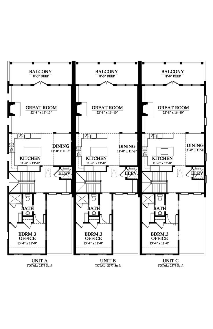 the floor plan for three story townhouses