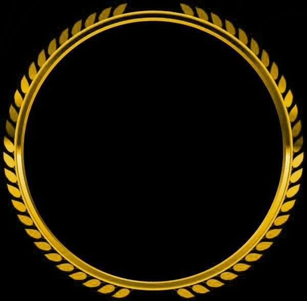 a gold laureled wreath on a black background