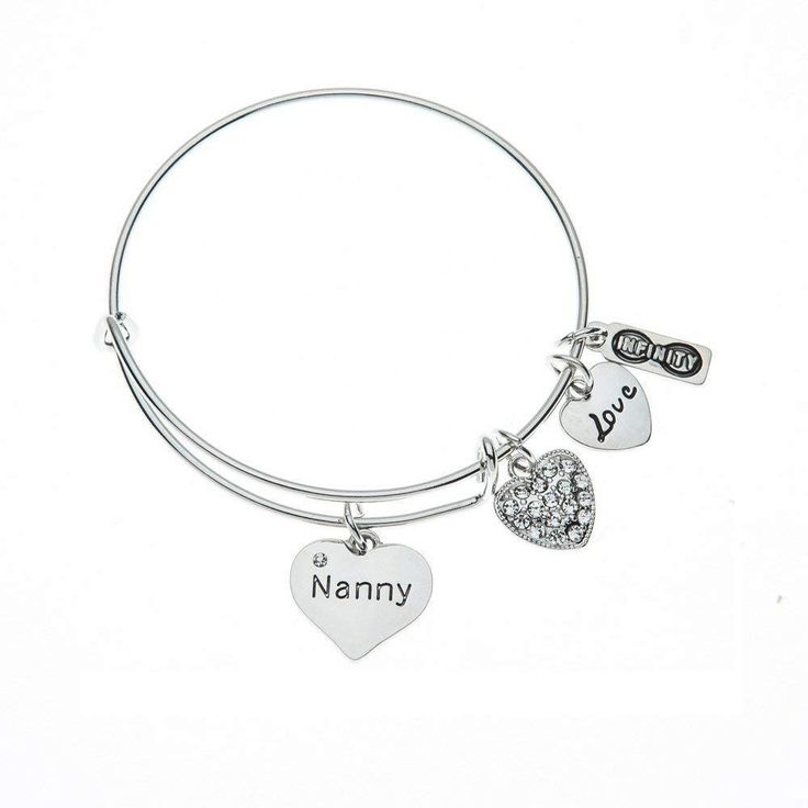 Nanny Bracelet, Babysitter Bracelet, Gifts for Nannies, Mothers Day Gift!! This gorgeous nanny bracelet is the perfect gift for her to show your appreciation and thank you. She will love this bracelet and the meaning behind it. NANNY JEWELRY- Nanny Bracelet, Perfect Gift to Show your Appreciation For a Special Nanny NANNIE BRACELET- Silver Plated Nanny charms on adjustable bangle bracelet ADJUSTABLE- Easily Adjusts to Fit your Wrist 6" to 8" Adjustable Length NANNY GIFT- Perfect Gift for Nannies Nanny Gifts, Inexpensive Jewelry, Adjustable Bangle Bracelet, Infinity Love, Adjustable Bangle, Perfect Gift For Her, The Meaning, Nanny, Jewelry Pouch